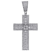 "10K WeißGold Rund Diamant Fancy Kreuz Wunder Set AnhäNger 1.85 \" Charm 0.68"