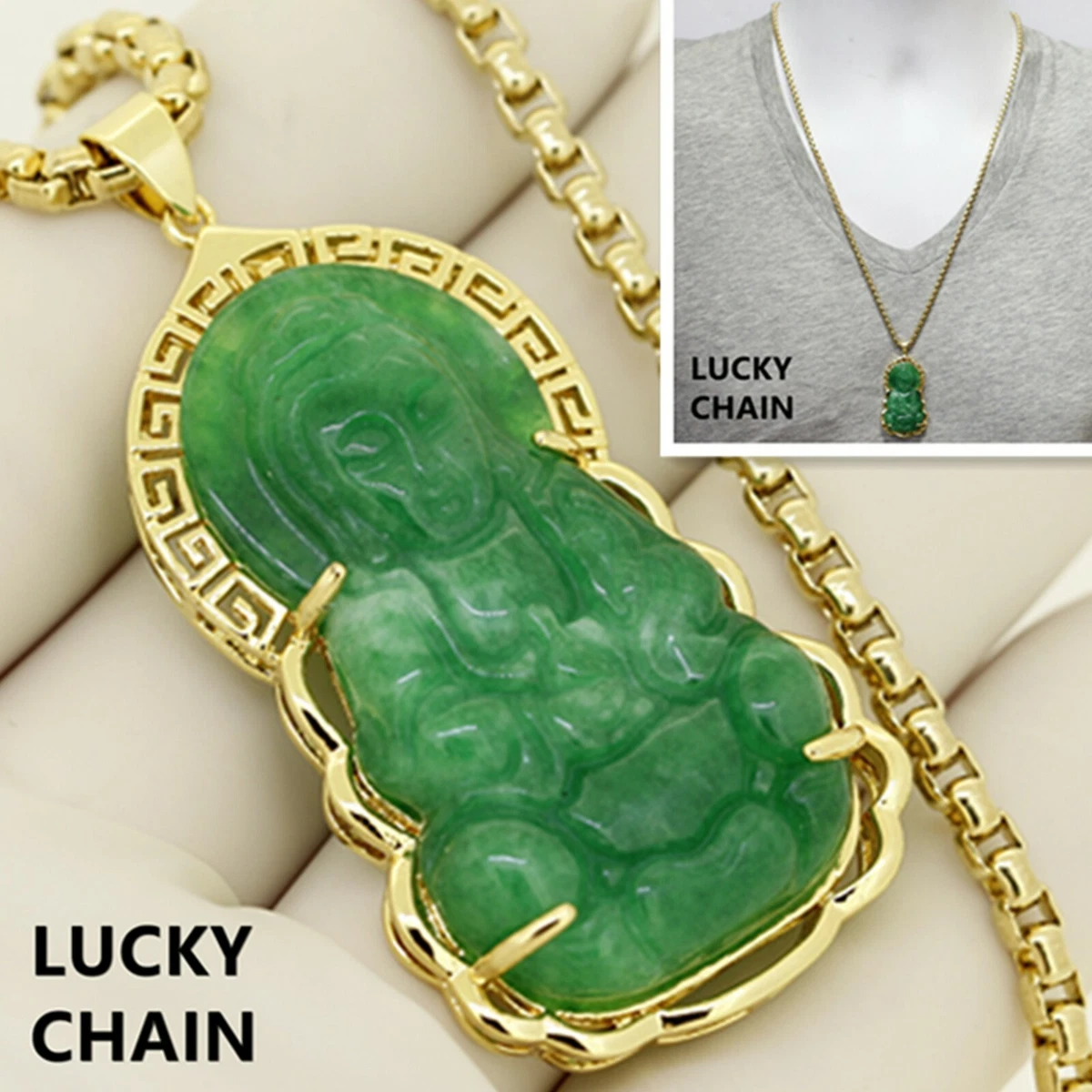 Cubic Zirconia Jade Buddha Pendant Necklace - Etsy