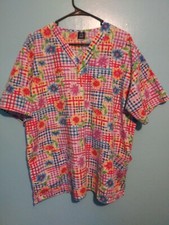 BARCO Uniforms Multi-Colored Hospital Scrub Top Size Large
