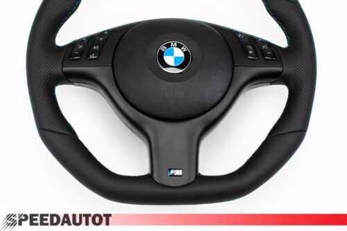 Tausch Abgeflacht Lederlenkrad für BMW M-Power E46 E39 Lenkrad Schwarz Blende - Bild 7 von 10