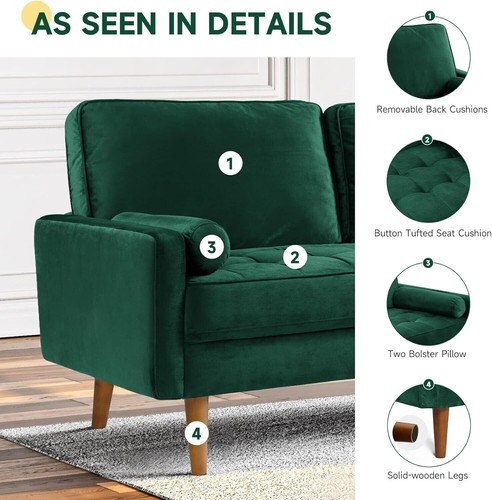 Velvet Schlafsofa Gästesofa 3-Sitzer Couch Kleinesofa Wohnzimmersofa mit Armlehn - Bild 4 von 8