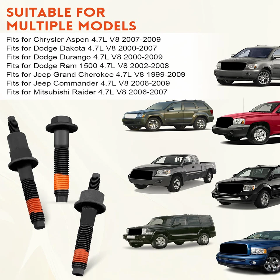 24 PC Exhaust Manifold Hardware Kit 6508219AA for 99-09 Dodge Chrysler Jeep 4.7L Foto 2 de 4