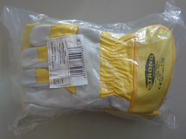 12 Paar Stronghand Nagpur Rindspaltleder Arbeitshandschuhe Handschuhe Größe 10,5 - Bild 2 von 3