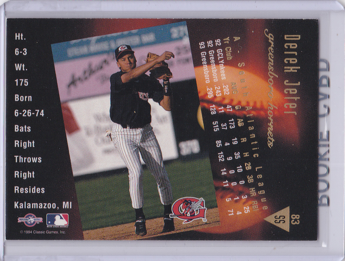 DEREK JETER ROOKIE CARD Classic GOLD RC Greensboro Hornets