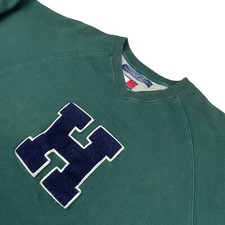 VTG Tommy Hilfiger Men's V-Neck Pullover Sweatshirt Green   USA   Large