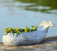 SPI Home 34289 Whale Planter Metal Outdoor Garden Flower Pot Coastal Nautical