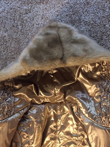 BEAUTIFUL GOLDEN BROWN FAUX HOODED MINK COAT - Picture 3 of 6