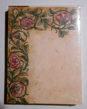 Michel & Co. Classic FLORAL BORDER Cabbage Rose Memo Note Pad 80 Sheets Sealed