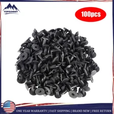 100Pcs Plastic Rivets 8mm Hole Fastener Fender Bumper Push Pin Clips Black