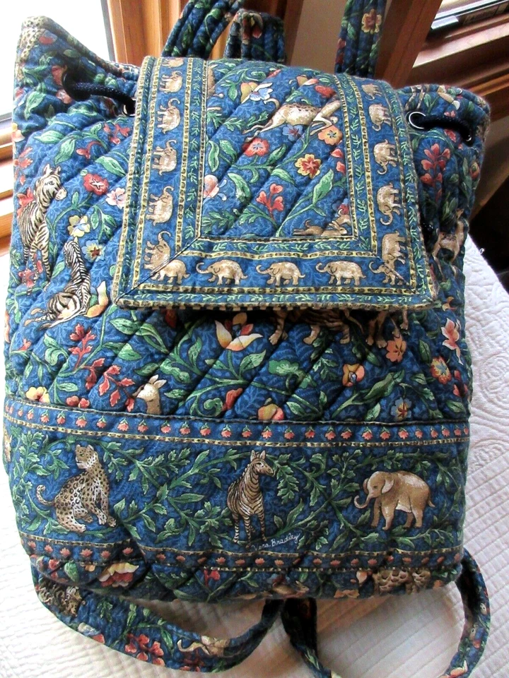 VERA BRADLEY BACKPACK NWOT EXOTIC ANIMAL PRINT HANDBAG STRIPE LINING 100% COTTON