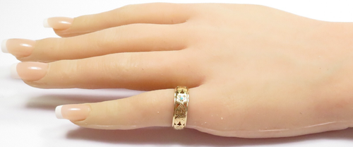 Antique Art Deco Wedding Eternity Band 14K Yellow Gold Ring Size 6 UK-L1/2 6.1MM - Picture 5 of 13