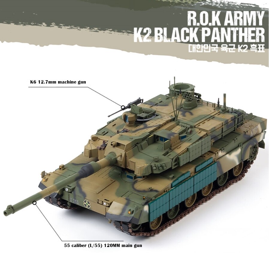 ACADEMY 1/35 R.O.K. ARMY K2 BLACK PANTHER Tank Plastic Model