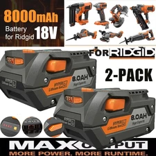 2 PACK For Ridgid 18V R840085 8.0Ah Lithium-ion Battery Rigid 18Volt R840087