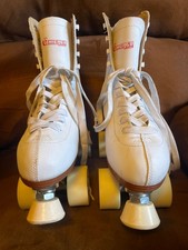 Womens Chicago Roller Skates Quads Size 9 White And Pink Vintage GREAT CONDITION