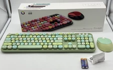 MOFII Wireless Keyboard & Mouse Combo 2.4GHz Retro Full-Size Green Colorful
