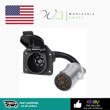 Nilight 7 Pin Round to 7 Way RV Blade Trailer Adapter Connector Wiring 50301T