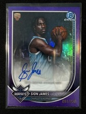Sion James RC Auto Purple Refractor /250 #BCA-SJ 2025-26 Bowman Chrome Hornets