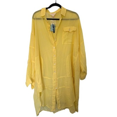 April Cornell NWT Sunshine Yellow Gauze Tunic Shirt Dress - Lagenlook Boho OS