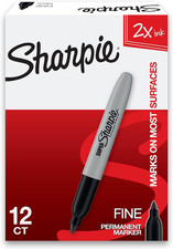 Sharpie Super Permanent Markers, Fine Point, Black, 12 Count - Quick Drying