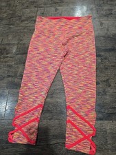 Yogo Athletica Womens Crop Leggings Neon Multicolor Mid Rise