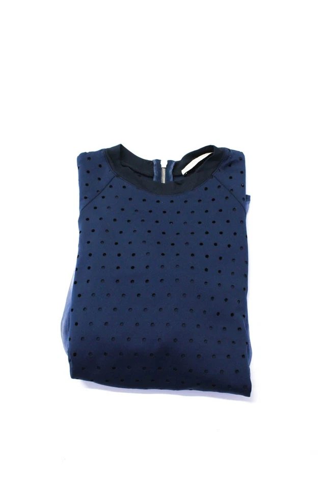 Lote 2 blusas de ganchillo perforadas azul talla mediana Charlotte Ronson para mujer Foto 3 de 4