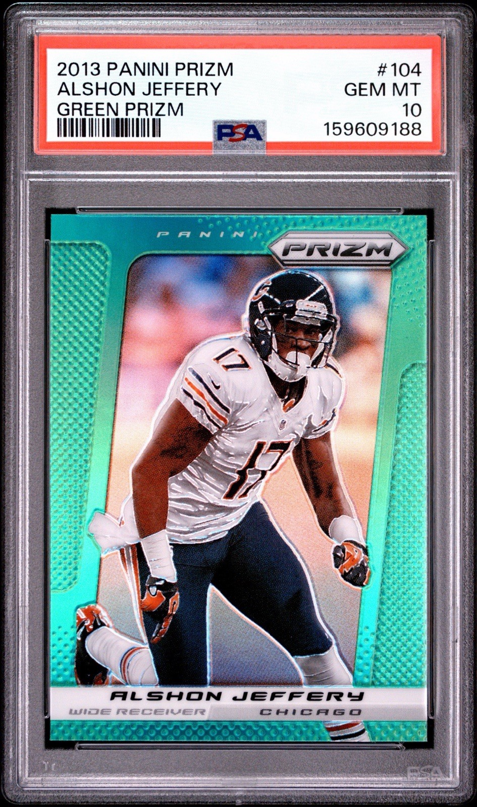 2013 Panini Prizm Alshon Jeffery #104 Green Prizm PSA 10 Chicago Bears view 1