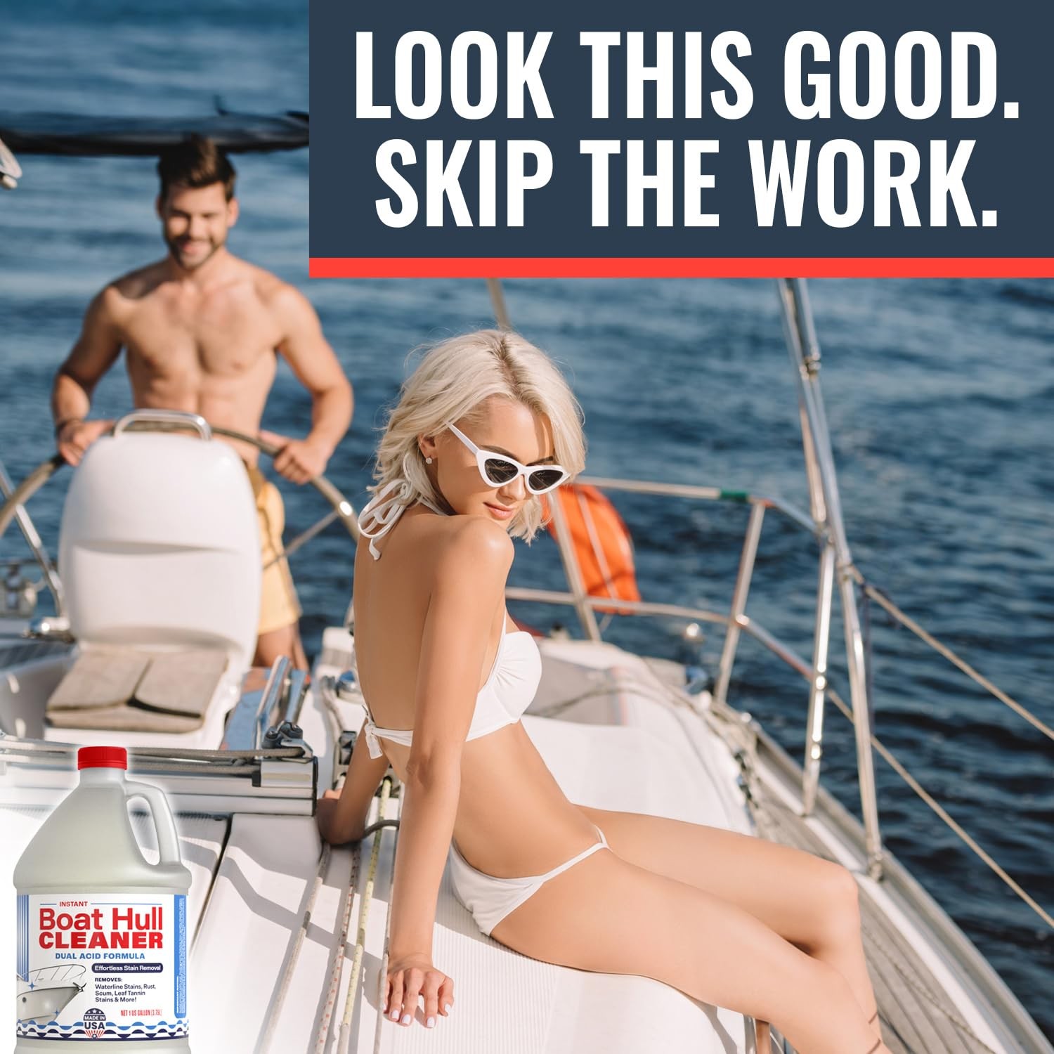 Instant Boat Hull Cleaner - Dual Acid Formula for Scum, Rust, Hard Water Stains
