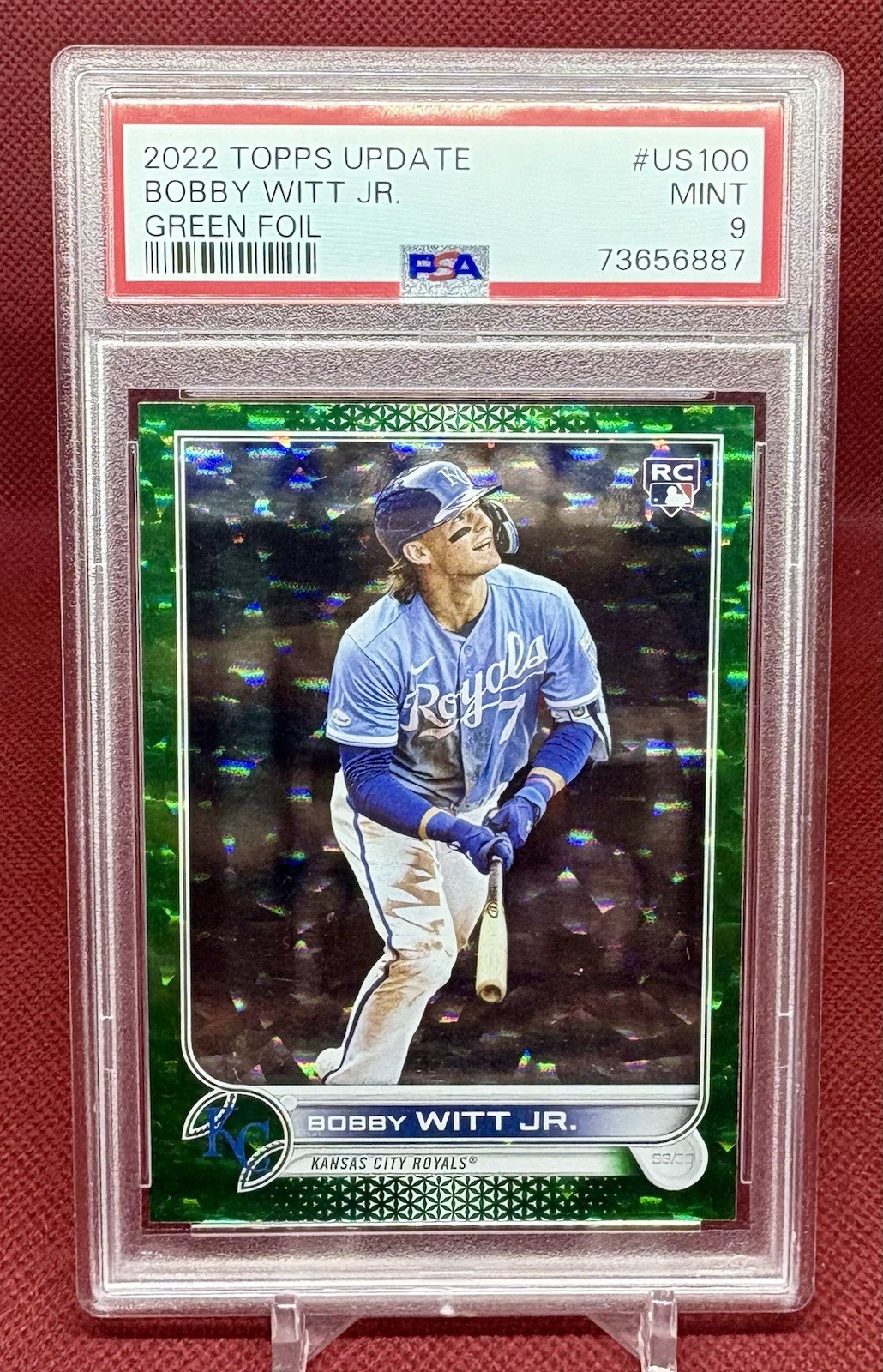 2022 Topps Update Bobby Witt Jr Green Foil /499 PSA 9 Mint #US100 RC