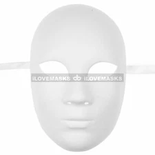Plain White Blank Decorating Craft Full Face Masquerade Mask Custome Party