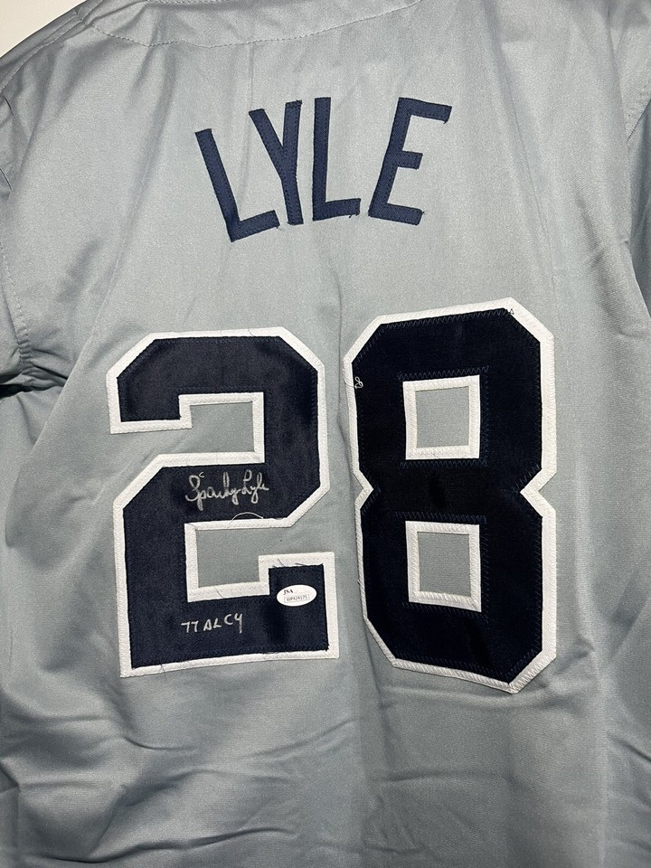 Sparky Lyle New York Custom Autograph Auto Signed Baseball Jersey JSA