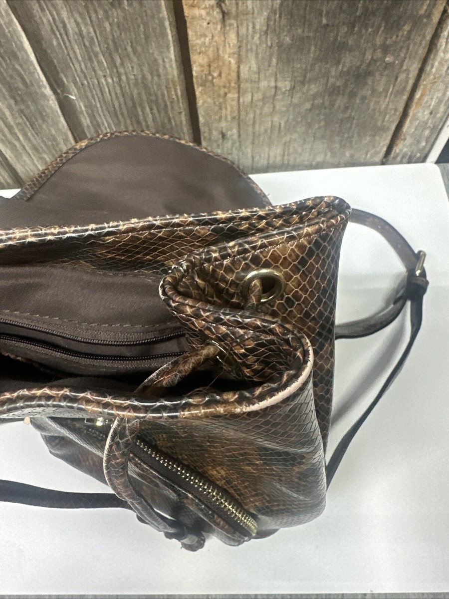 ALDO Brown & Gold Snakeskin Print Faux Leather Backpack  display picture 1