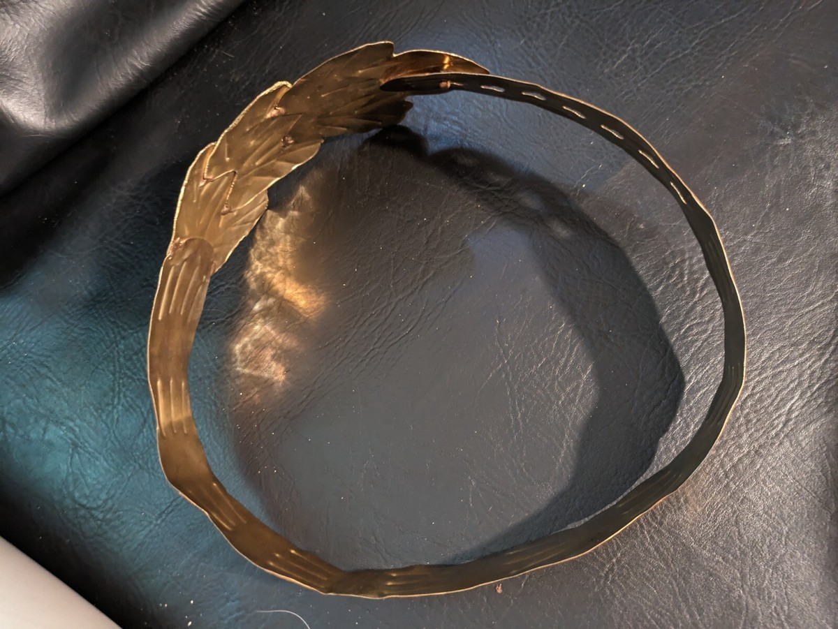 Handmade‎ Brass Leaf Belt Statement Piece Hammered Metal Corset Belt 29 35 Inch Belt Elephant India Hammered Solid Brass Unique Vintage Boho  main image 3