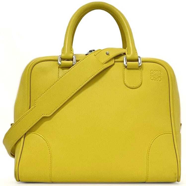 LOEWE 2way bag Amazona 75 f-22917 Yellow Anagram 301.30.L.03 Good