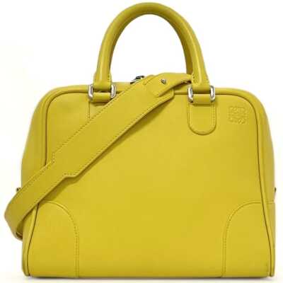 LOEWE 2way bag Amazona 75 f-22917 Yellow Anagram 301.30.L.03 Good Condition
