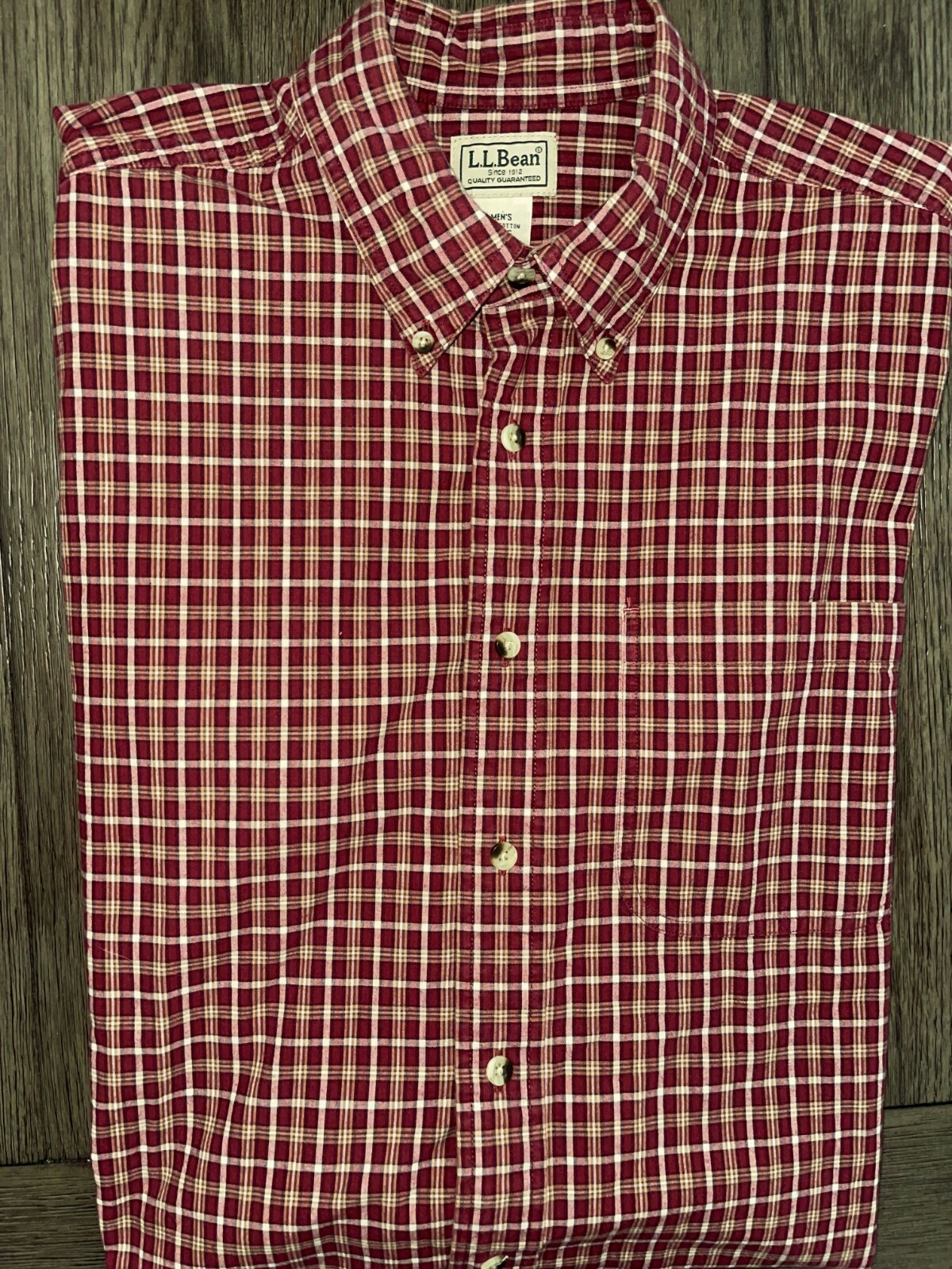 Mens L.L. Bean Long Sleeve Plaid Button Front Shirt Size Medium MD REG - EUC