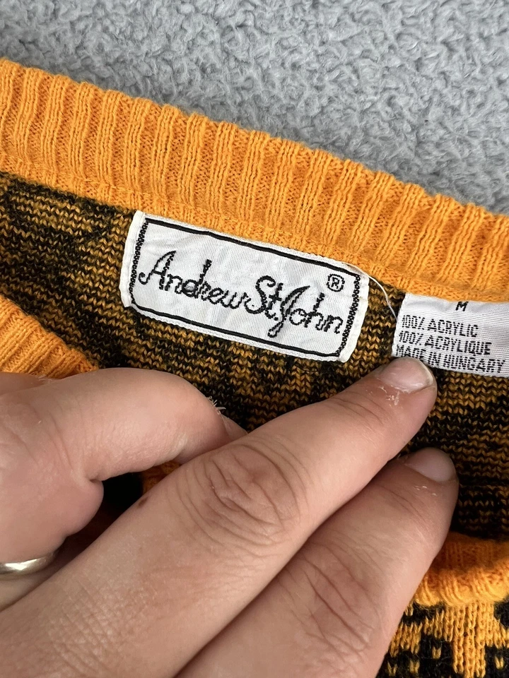 Reloj Suéter Vintage Mediano Años 80 90 Abstracto Reloj Geométrico Andrew St. John Foto 4 de 4