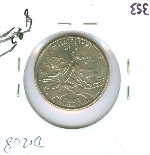 2002 P MISSISIPPI QUARTER ULTRA FINEST GRADE BU DMPL 99 CENTS SHIPPING * - Picture 2 of 2
