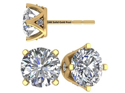 Ohrringe Gelbgold vergoldet Sterlingsilber 4 Krappen Lucita mit 1,5 TCW Zirkonia