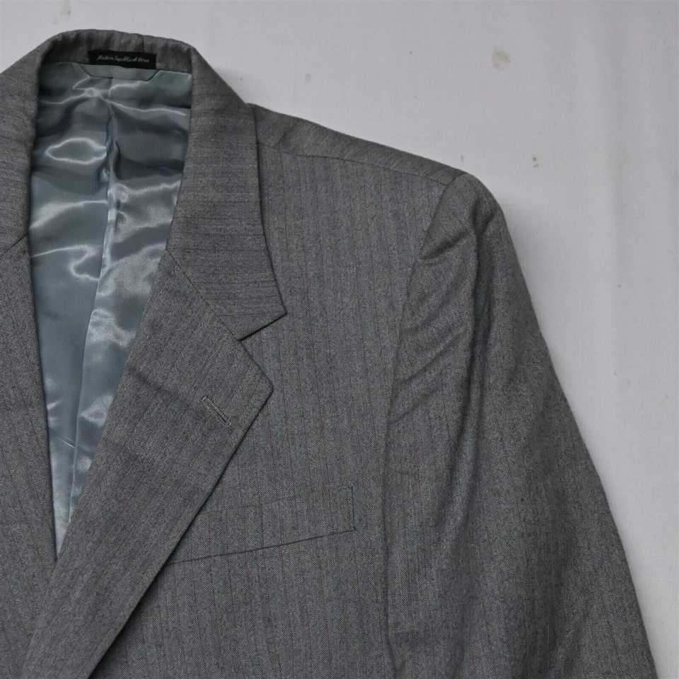 De Colección 44L 34x32 Espiga Rayas Lana Franela 3 Piezas Chaleco Chaqueta Pantalones Traje Foto 2 de 4