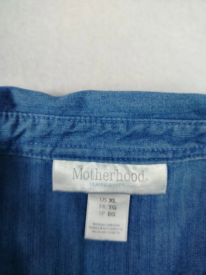 Motherhood Maternity Top Womens XL Blue Long Sleeve Pregnancy Blouse Stretchy - Image 3 of 4