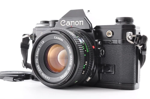 Canon AE-1 Black / Lens New FD 50mm f/1.8 Excellent+ SLR Film Camera Y1439