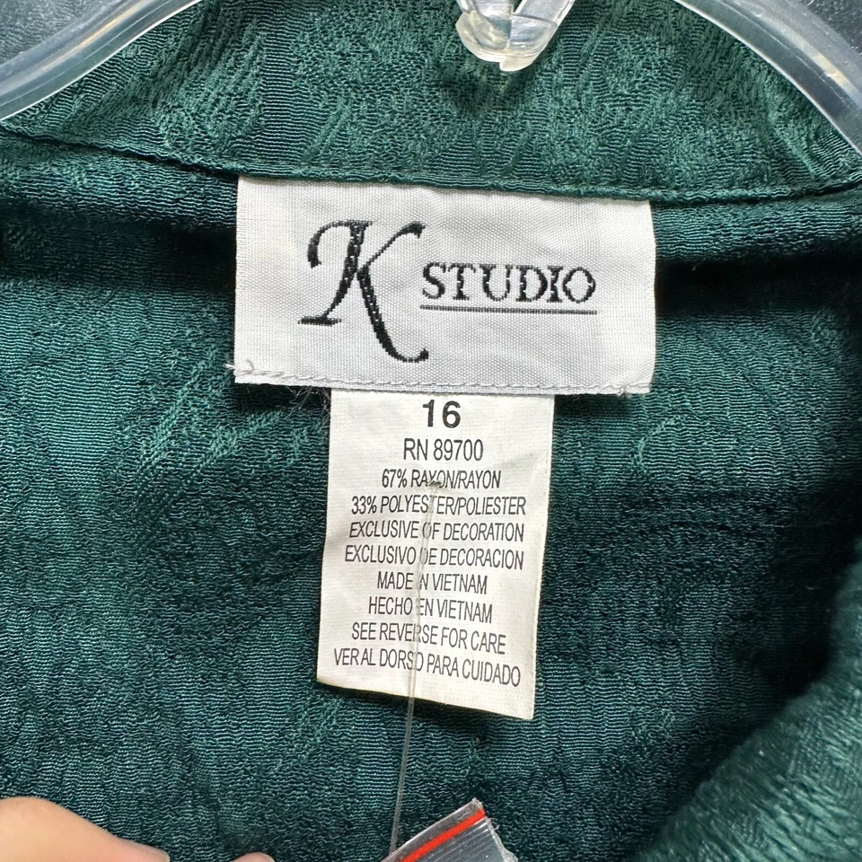 Vintage 90s Paisley Blazer Jacket Green NWT Size 16 Button Rayon Suit — 第 3/4 张图片