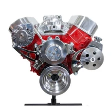 Polished/Chrome BBC Complete Pulley Drive Billet Brackets Kit W/P, Alt, P/S Pump