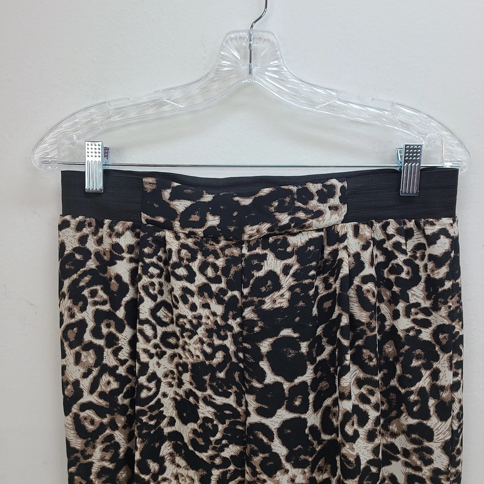 Vintage Deb Pants Women Brown Leopard Animal Print Pull On Sheer Ruched Ankle - Изображение 2 из 4