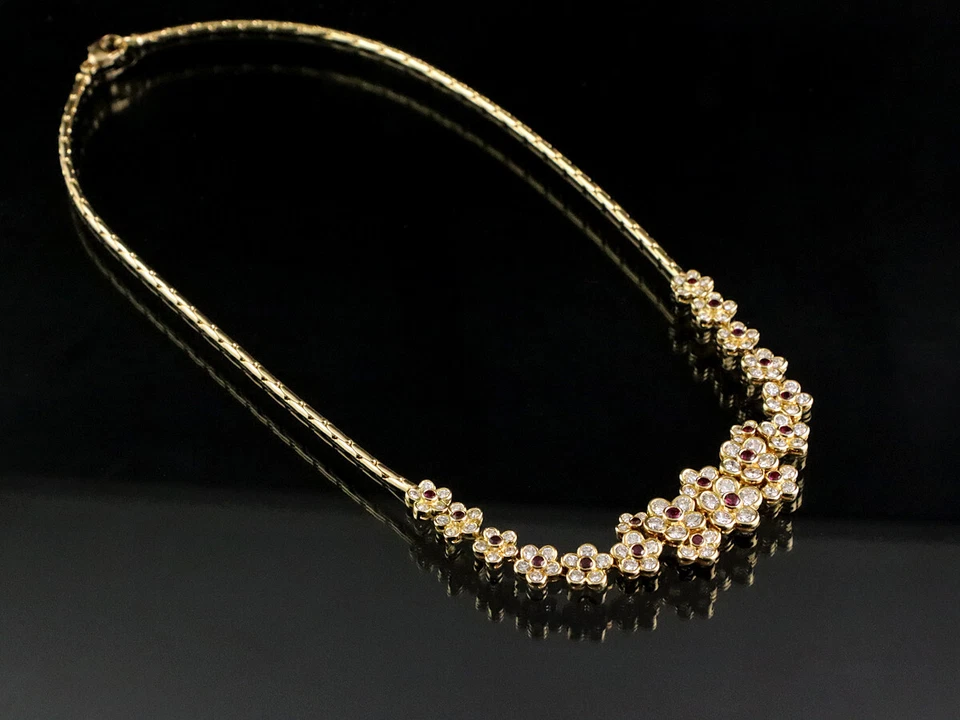 Schönes Brillant Rubin Collier ca. 4,75ct 26,3g 750/- Gelbgold - Bild 4 von 4