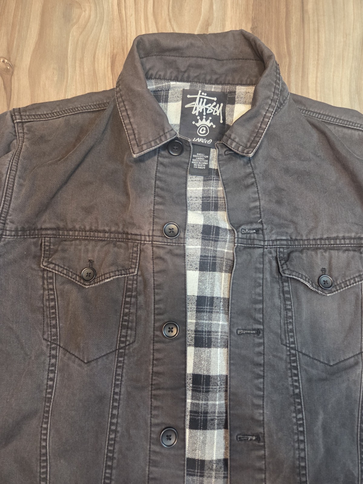 Vintage Stussy Canvas Jacket Men's L Large Plaid Lined Coat Y2K thumbnail 4