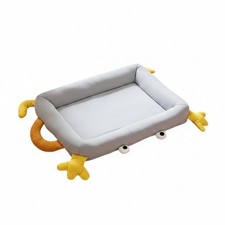 Dog kennel with raised edges, water resistant, with handle.