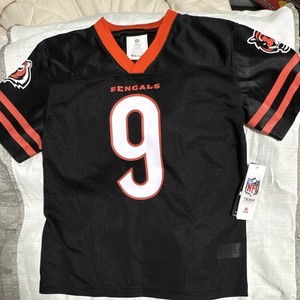 NFL Team Apparel Cincinnati Bengals Joe Burrow #9 Black Youth Jersey Large