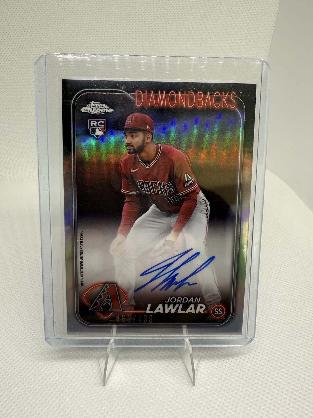 2024 Topps Chrome Rookie Autographs Jordan Lawlar #RA-JLA Refractor /499 (AU RC)