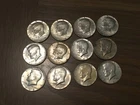 Lot of 12-40% Silver Kennedy Half Dollar 1966-1969, STARTING AT SCRAP, WOW!